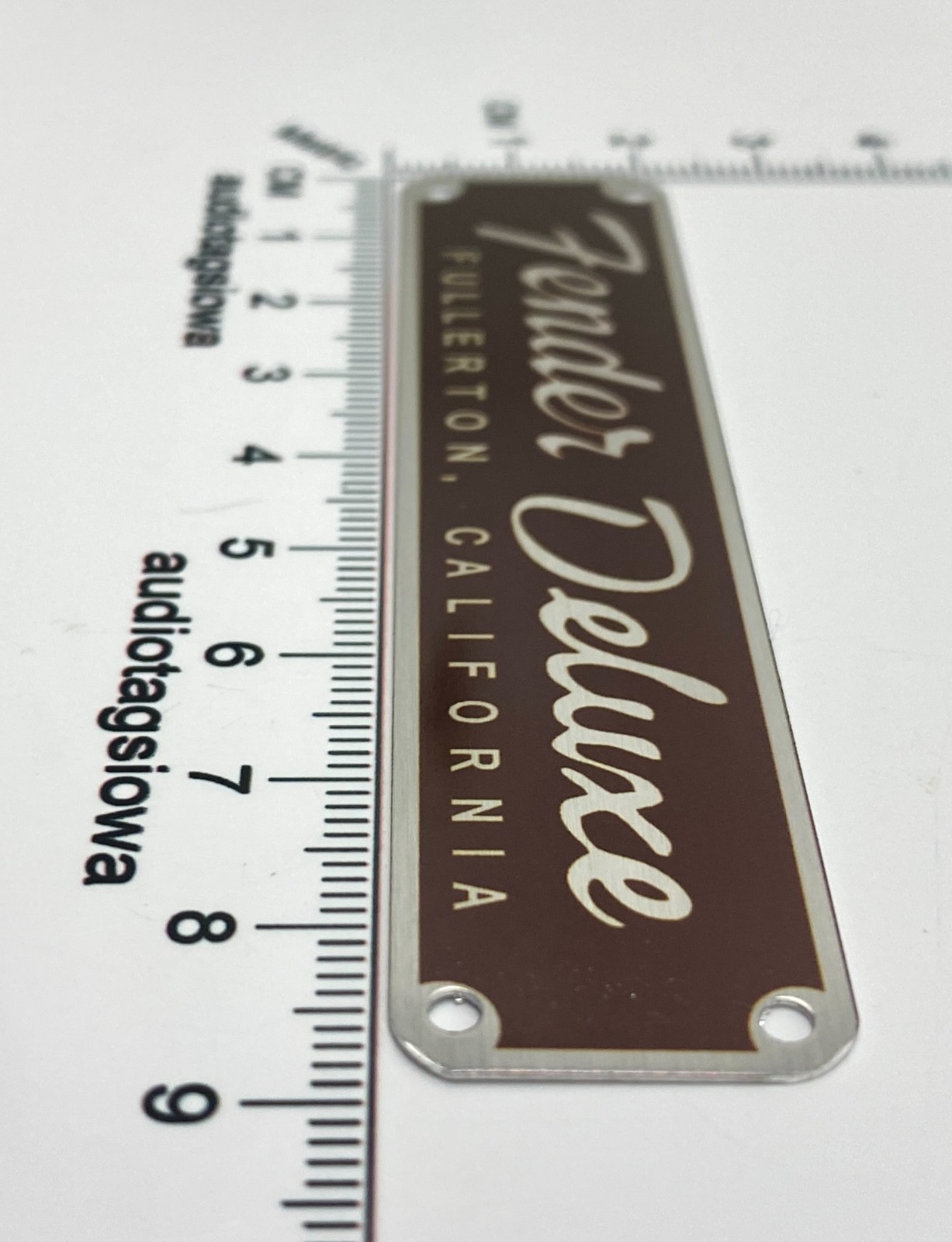 Fender Deluxe Fullerton Logo Case Badge Custom Made Silver Aluminum with Screws