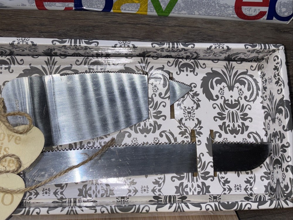 Cake Cutting Set for Wedding, Rustic Cake Knife and Server Set with Thickened