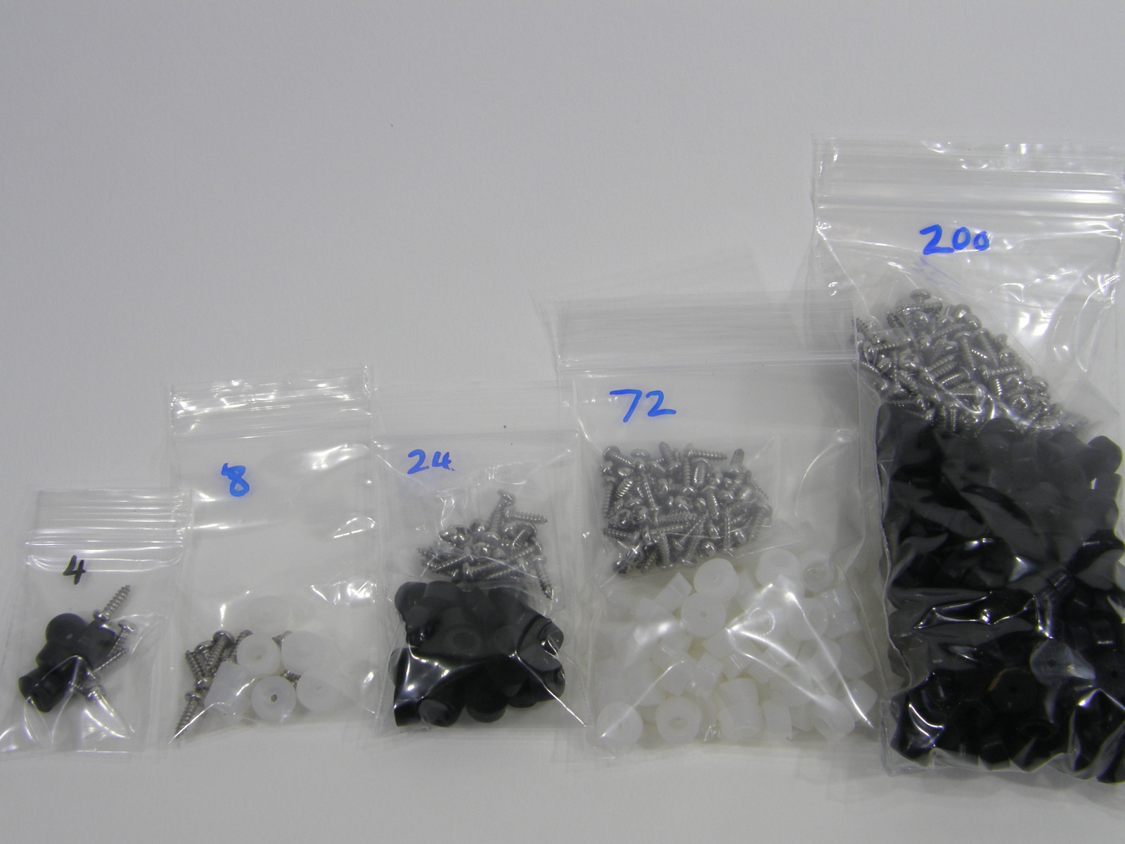 Extra Small 3/8" DIA Rubber Bumpers with Stainless Steel Screws (Black or Clear)