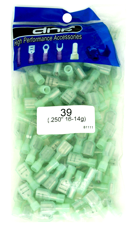 100 FEMALE NYLON INSULATED WIRE TERMINAL 16-14 Ga AWG QUICK DISCONNECT CONNECTOR