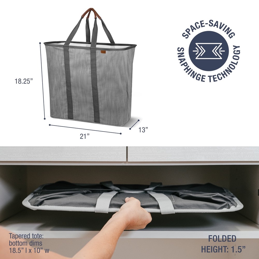 CleverMade Collapsible Fabric Laundry Hamper LUXE, Gray