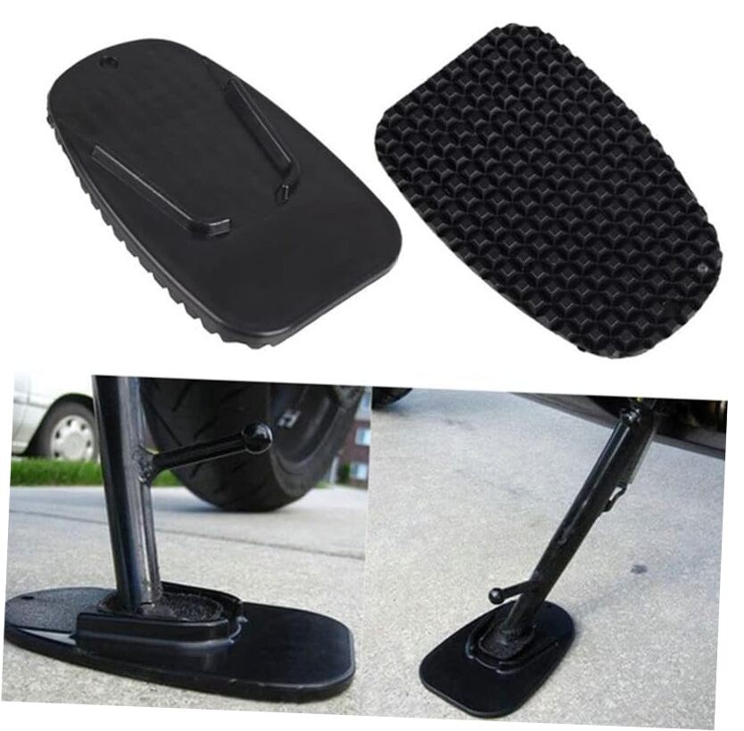 2Pcs Black Motorcycle Side Kickstand Non-Slip Plate Base Parking Stand Support