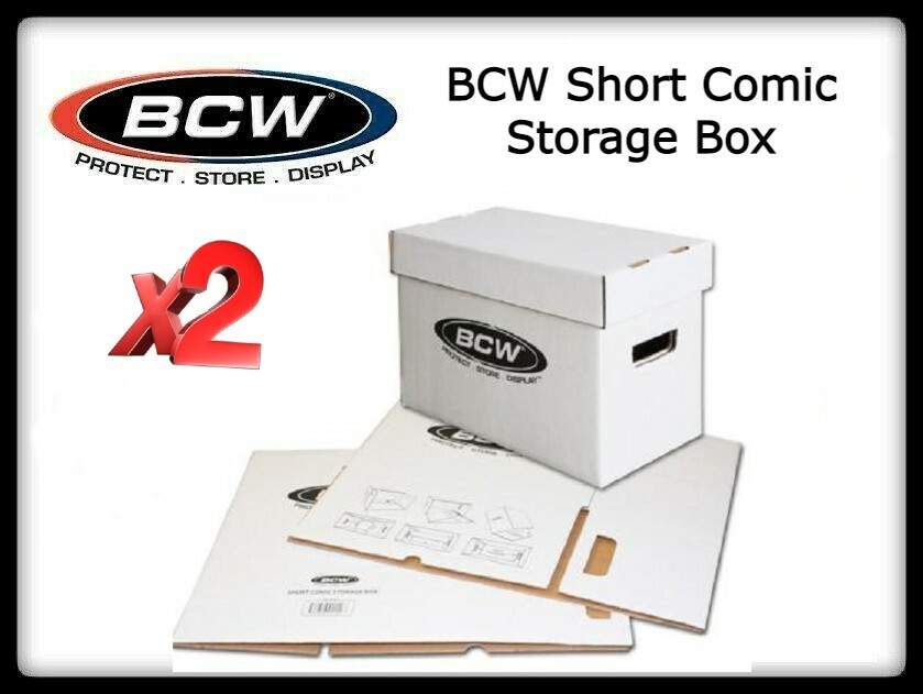 2 BCW Quality Short Comic Book Storage Boxes Thick & Stackable White Cardboard