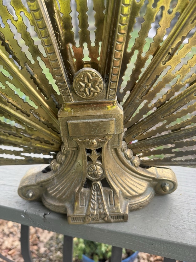 Vintage Peacock Fireplace Screen Folding Fan *read