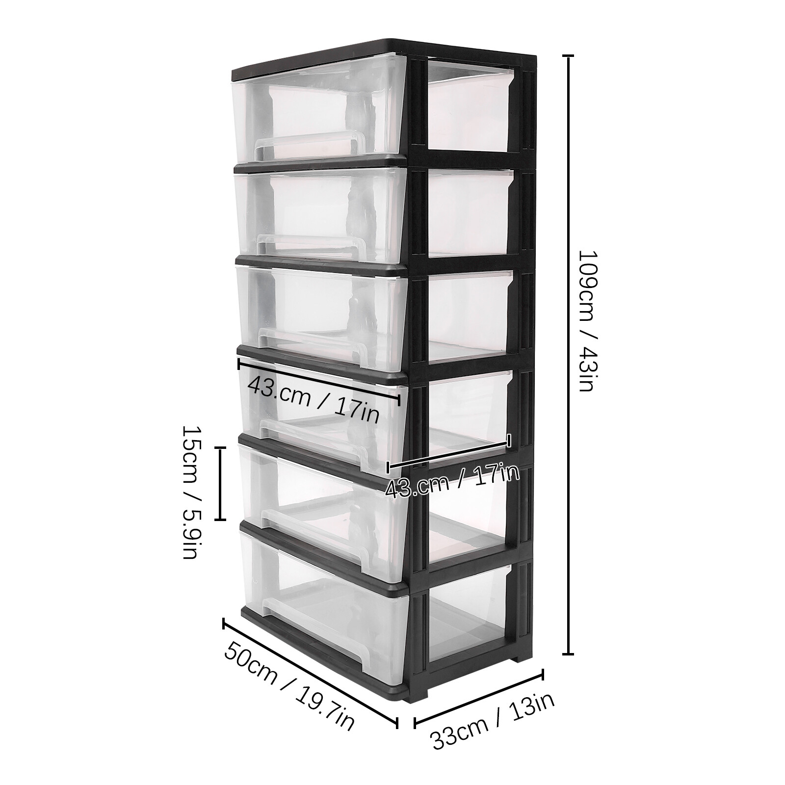 Drawer Cart Wide Tower 6-Drawer Dorm Storage Rolling Organizer For Office USA