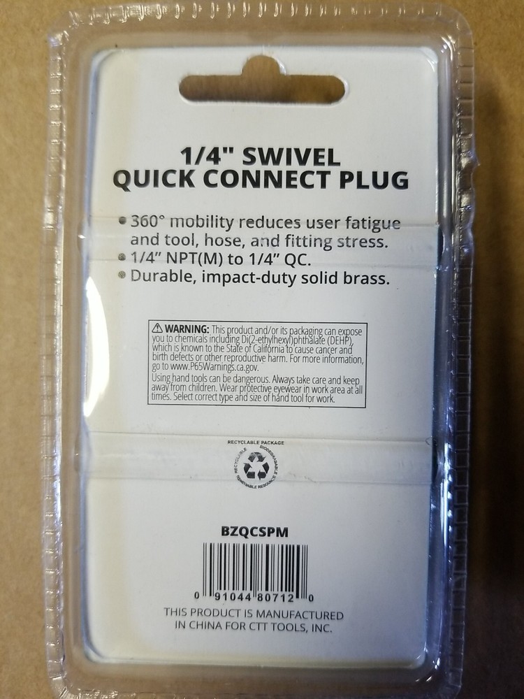 Cal-Hawk 1/4" Swivel Quick Connect Plug