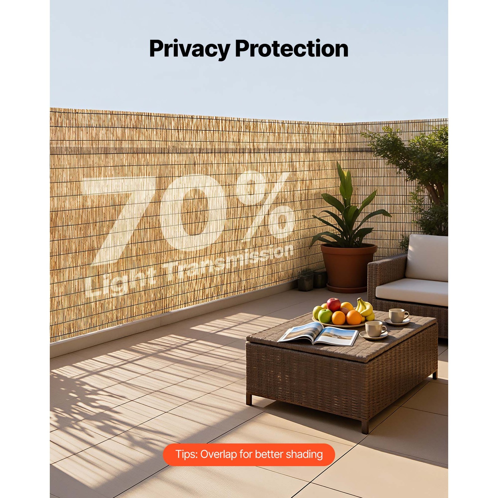 Uimoso Natural Reed Fence Panel 4 ft x 16.4 ft Privacy Screen Roll for Garden