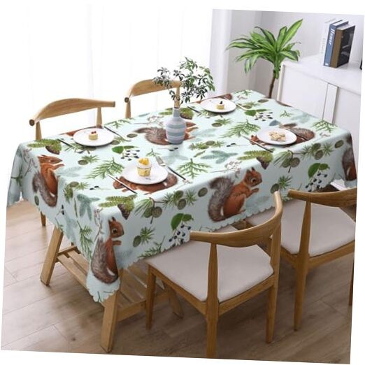 Squirrels Pine Cone Tablecloth Rectangular Table Cloth Table Cover Squirrels 1