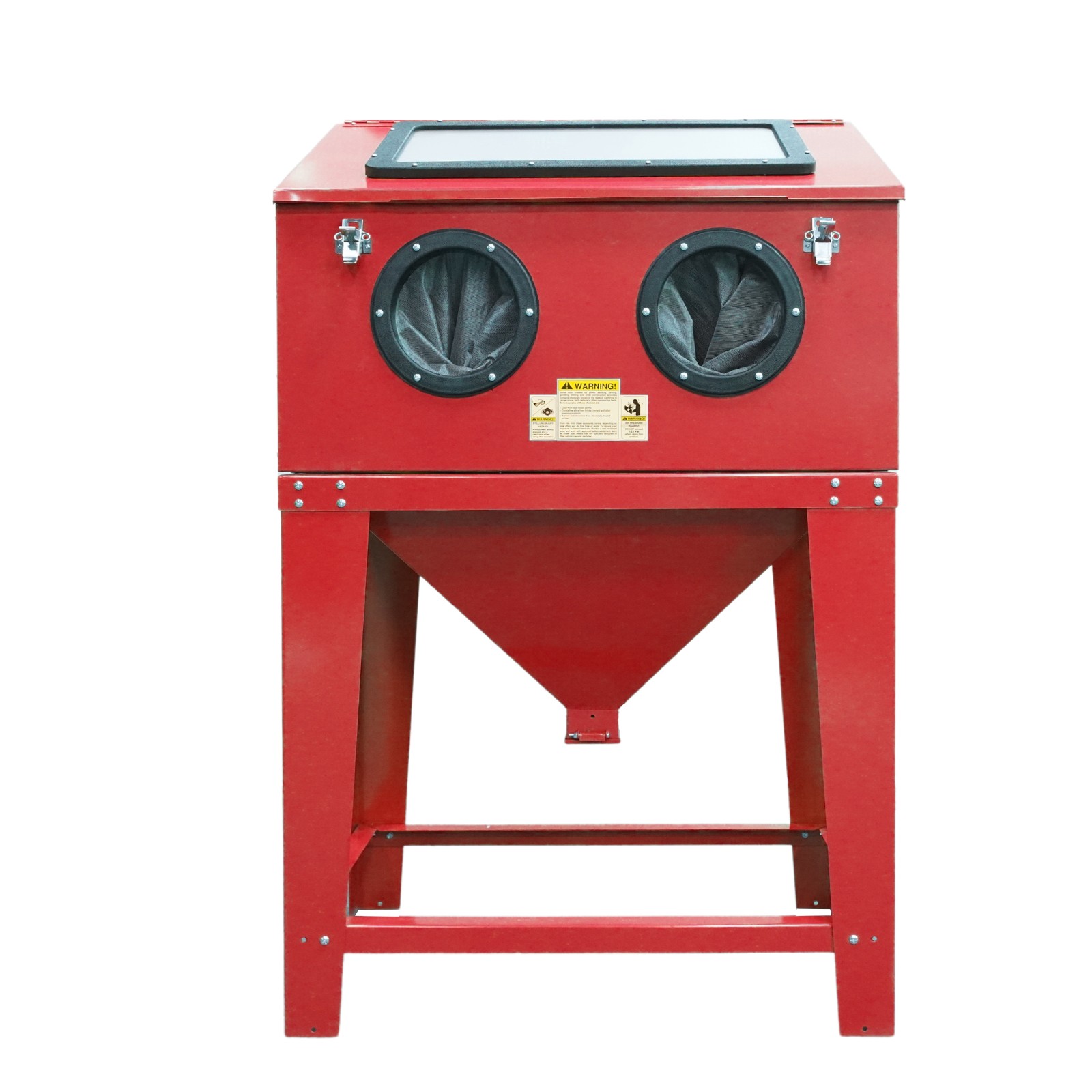 LEADZM 90 Gallon Sand Blasting Cabinet Stand Blasting Gun, Nozzles, Gloves RED