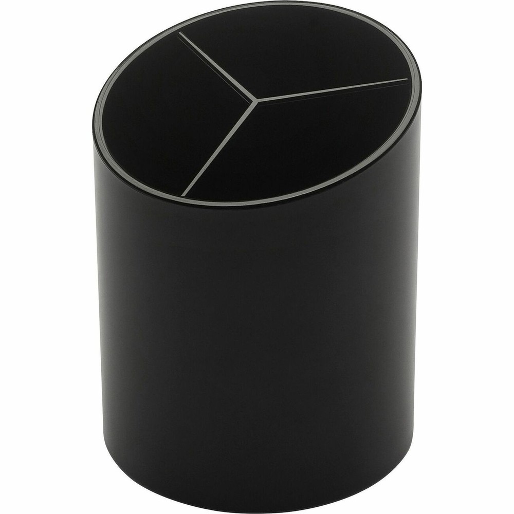 Business Source BSN32355 Pencil Cup 3 Compartment Black Plastic