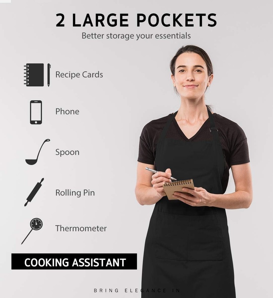 Versatile Adjustable Cooking Apron for Culinary Activities - 2 Pockets Included