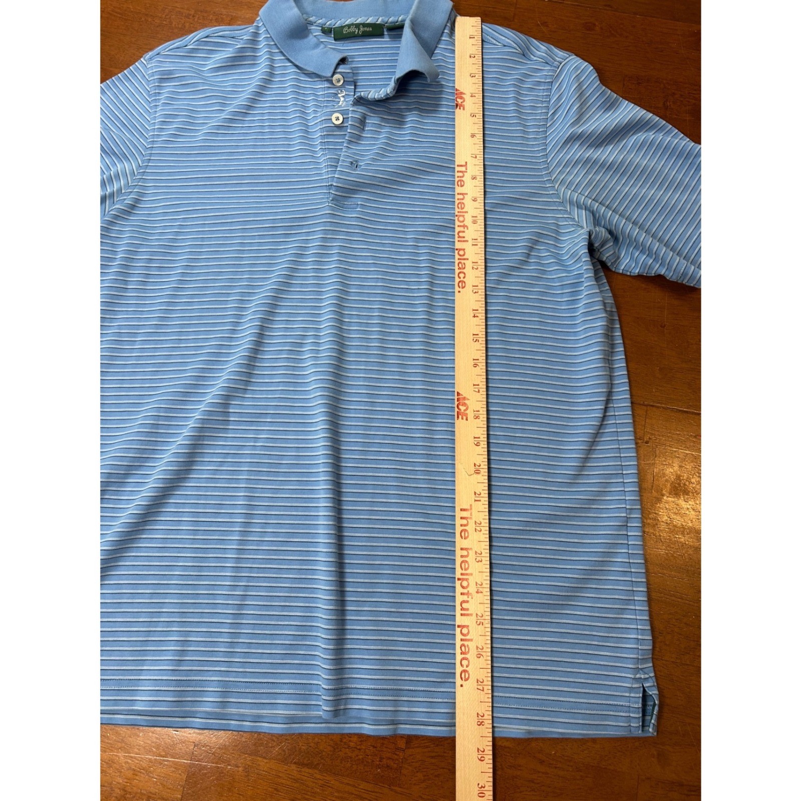 Bobby Jones Polo Shirt Mens Large Blue Striped Golf Shirt