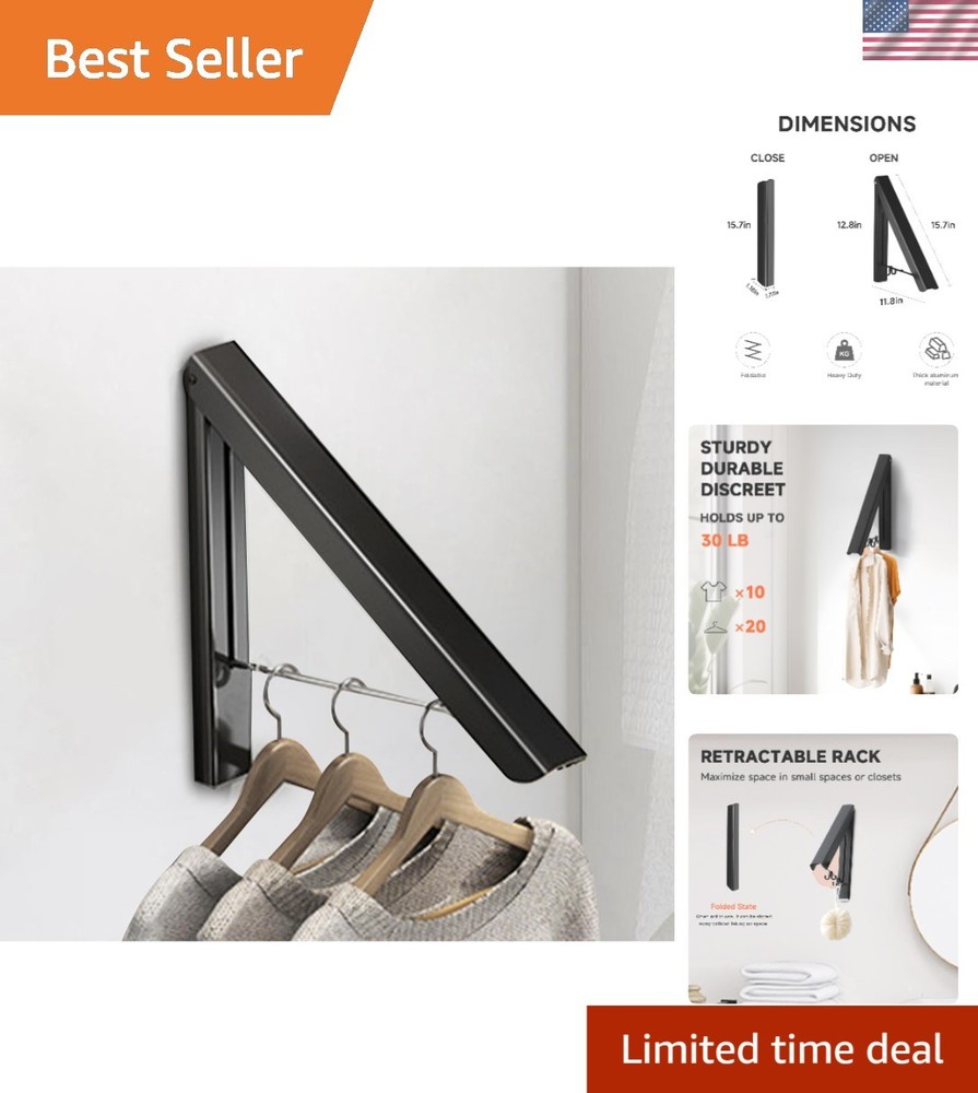 Retractable Clothes Drying Rack Wall Mount Foldable Aluminum Laundry Hanger