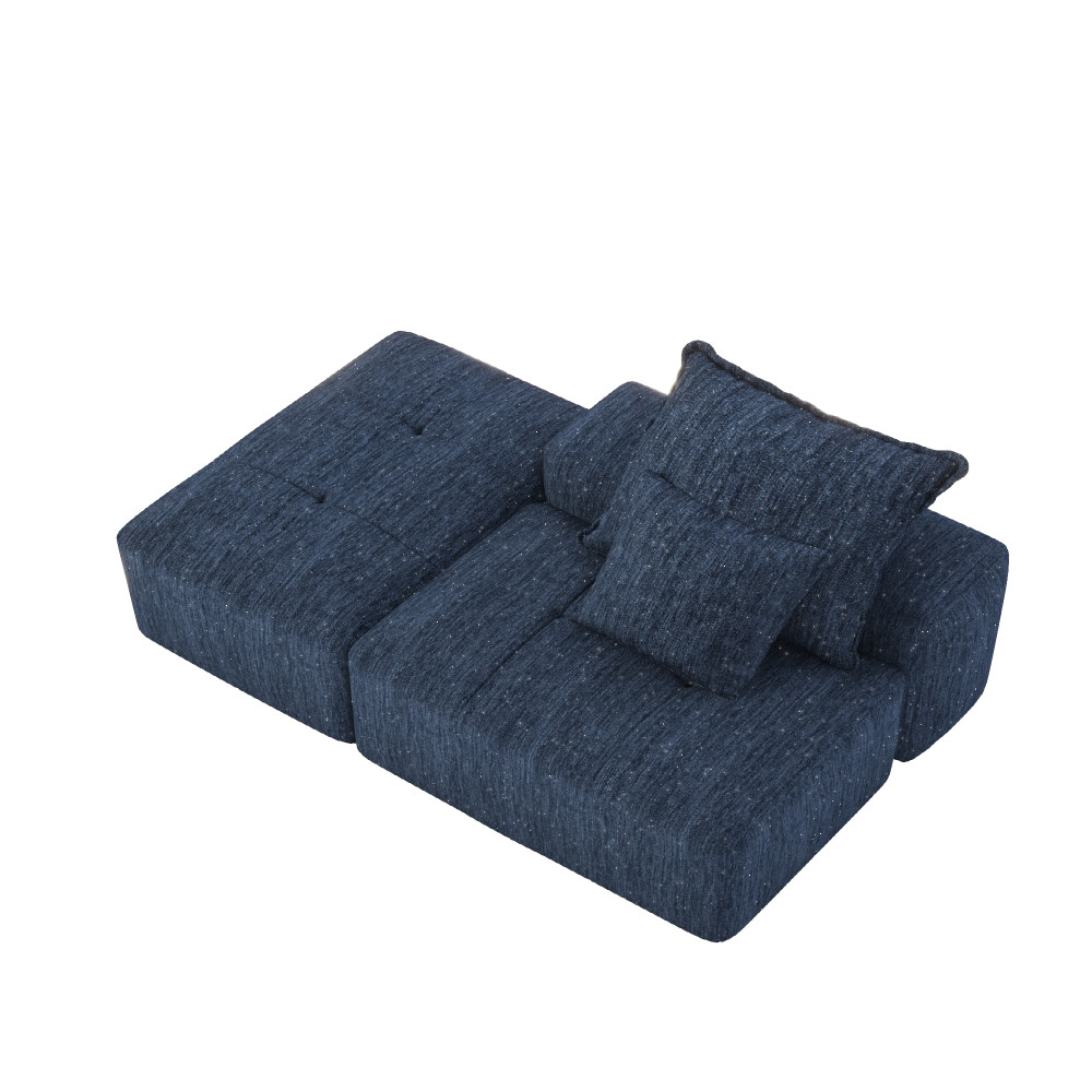 Large Blue Chenille Modular Sectional Sofa, 30+ Configurations, Free Ship