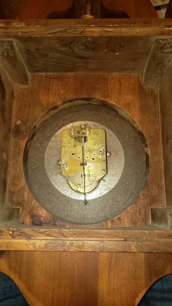 New England Clock Company Pendulum Driven Scroll Clock W/ Key.