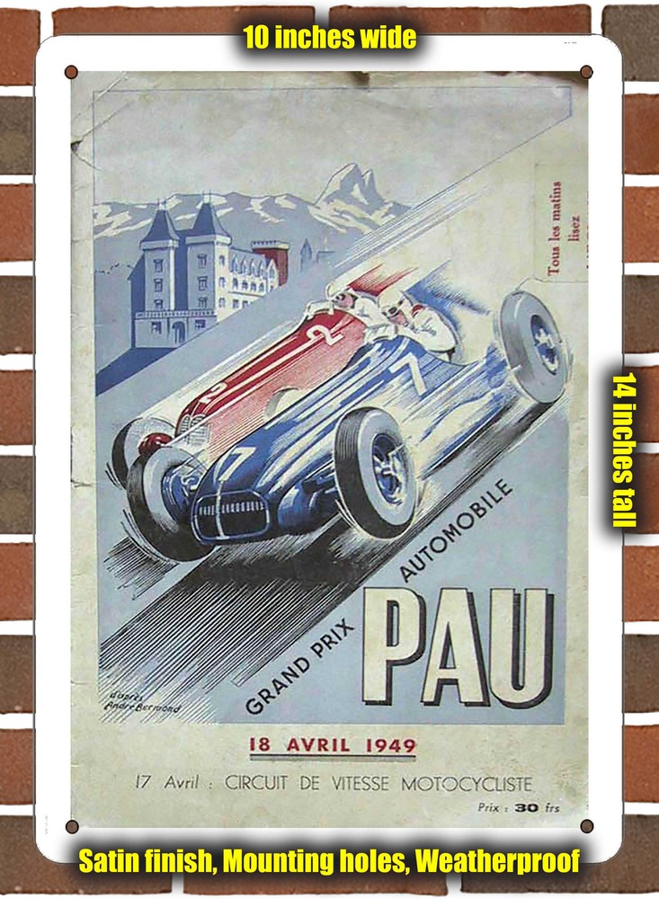 Metal Sign - 1949 Pau Racing Program - 10x14 inches