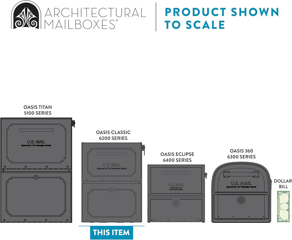 Oasis Classic Locking Post Mount Parcel Mailbox with High Security, Black