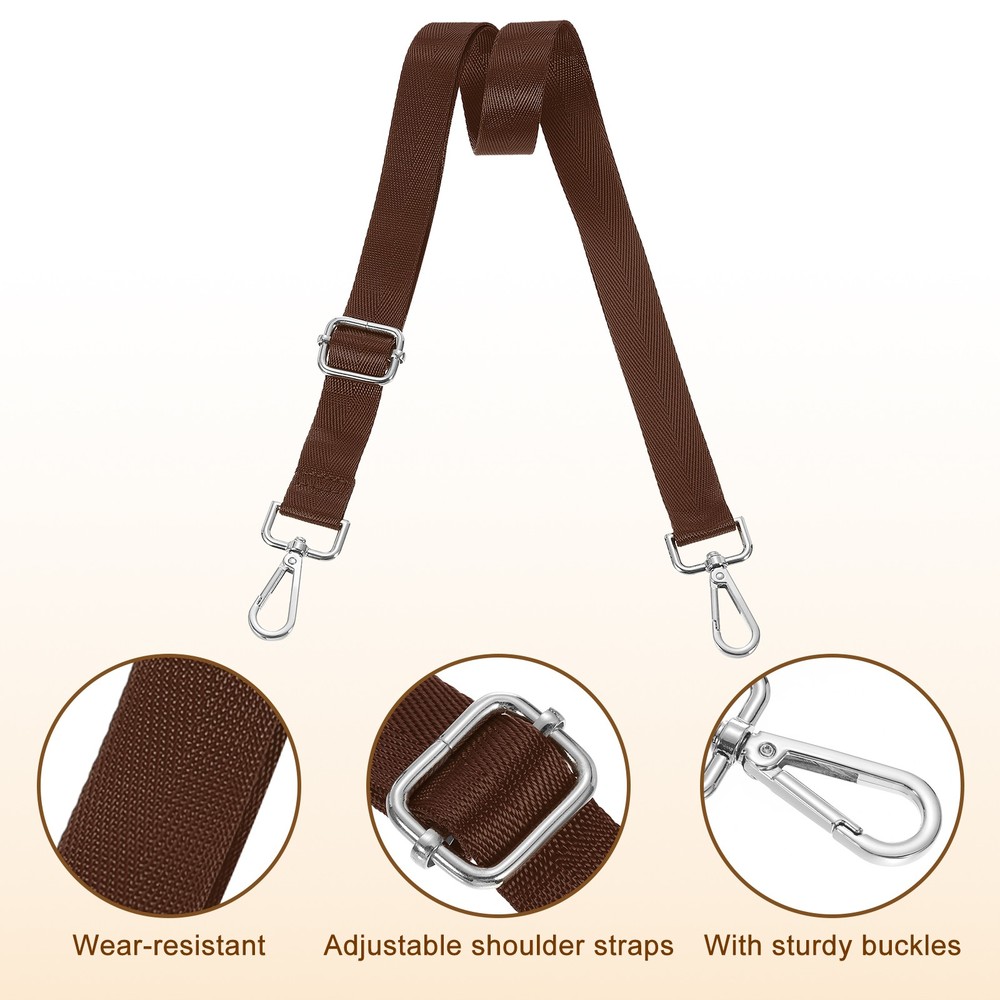 2.5cm Wide Shoulder Strap, Dark Brown, Silver Pull Core Buckle