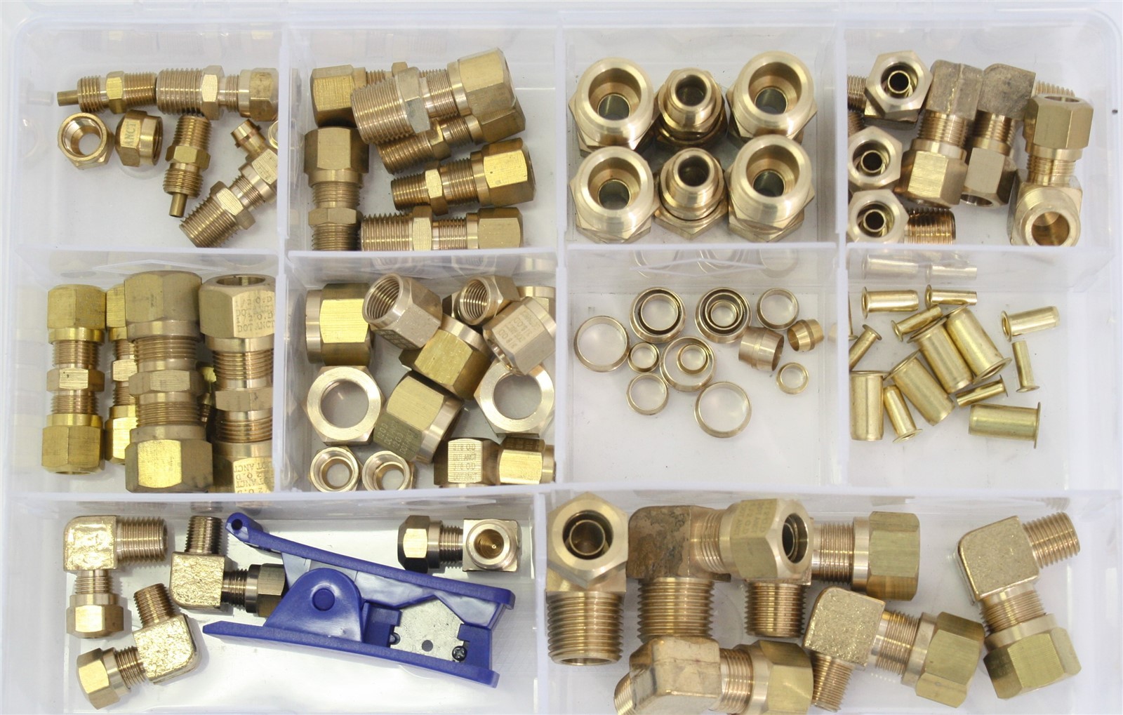 Air Brake Line Fitting Kit DOT 1/8" 1/4" 3/8" 1/2" Nylon Tube Cutter 84 Pieces