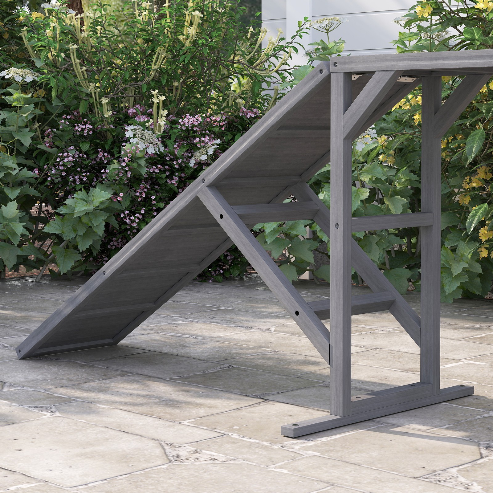 PawHut Dog Agility Equipment Ramp with Safety Bar, Non-slip Surface, Gray