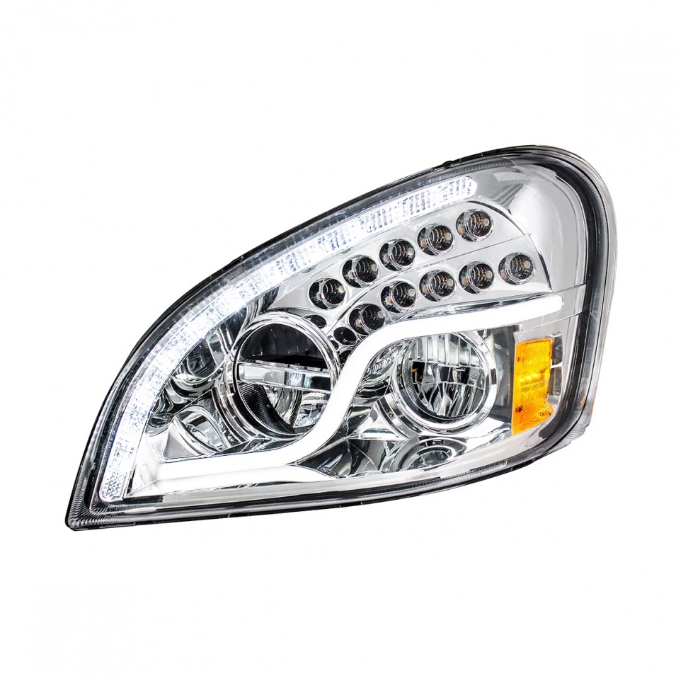 2008-2017 Freightliner Cascadia LED Headlight Chrome - Driver