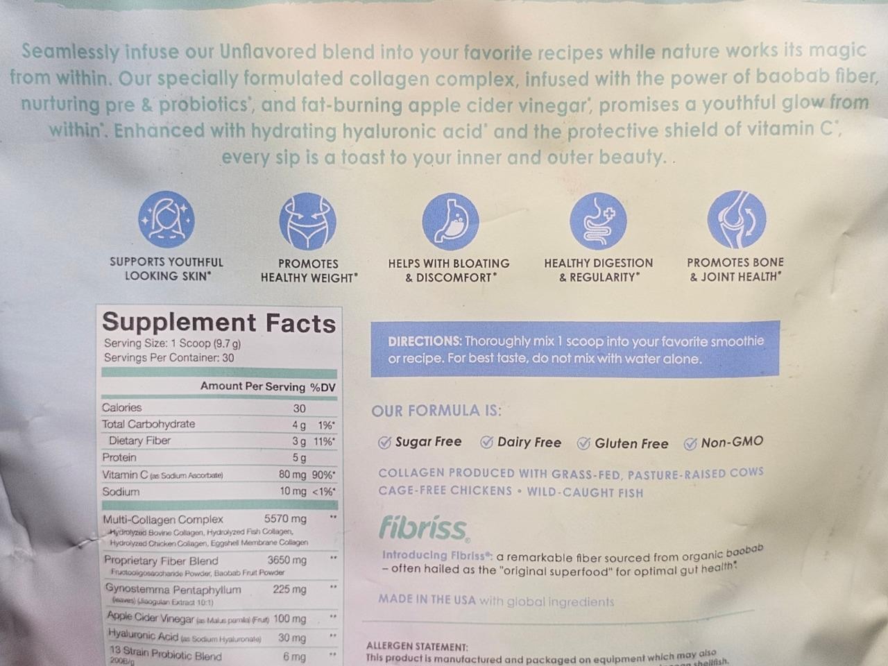 Skinny Fit Super Youth UNFLAVORED Multi-Collagen Peptides 30 Servings Exp 4/2027