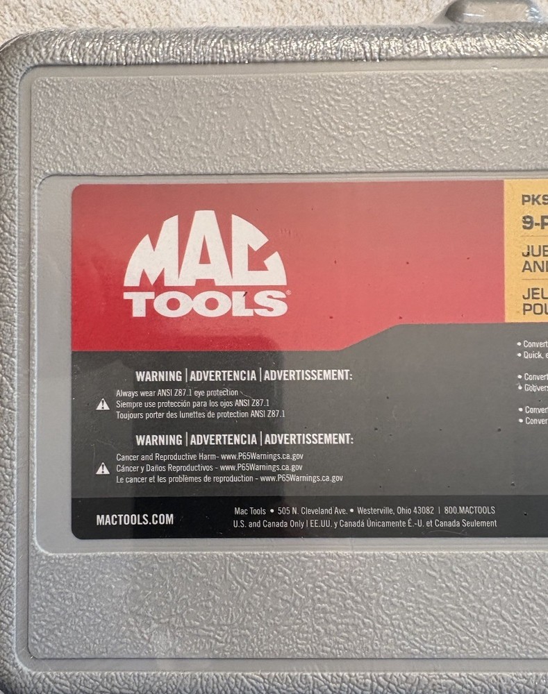 Mac Tools 9 Pc. Push Button Convertible Retaining Ring Pliers Set w/Storage Case