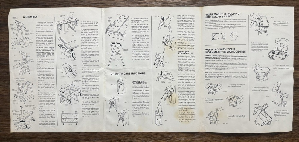 Black & Decker WORKMATE 85 Work Center Owners Operators Manual + Insert No Bench