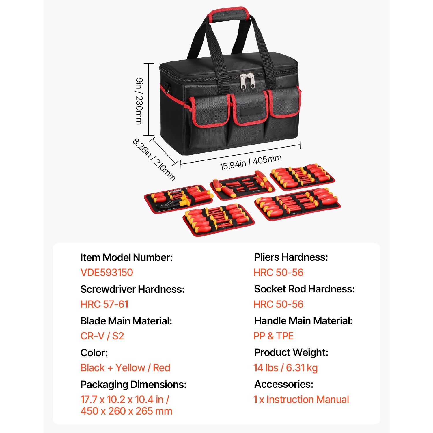 Uimoso 50-Piece Insulated Screwdriver Kit for Electricians, Rated 1000V