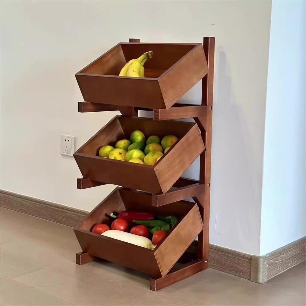 Fruit and Vegetable Storage Rack, 5-Tier Pull-Out Snack Stand Fruit Basket Stand