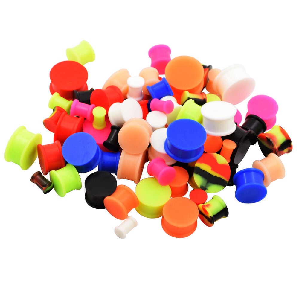 10pcs Random Silicone Plugs Ear Gauges Stretching Kit Solid Expander Tunnels