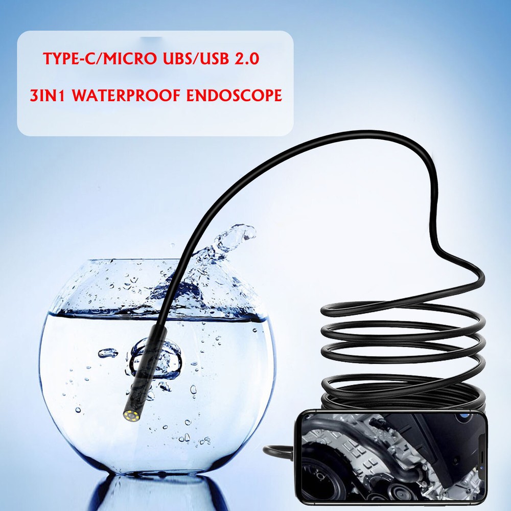 3in1 Micro USB Type C Android Endoscope 7mm Snake Borescope Inspection Camera US