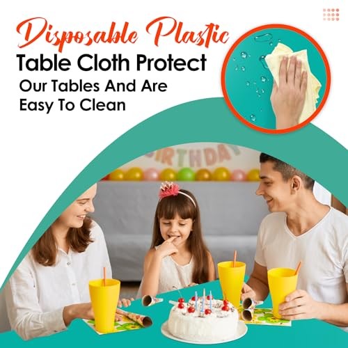 12 Pack Plastic Tablecloths 54"x 108" Disposable Table Cloth Rectangle Teal