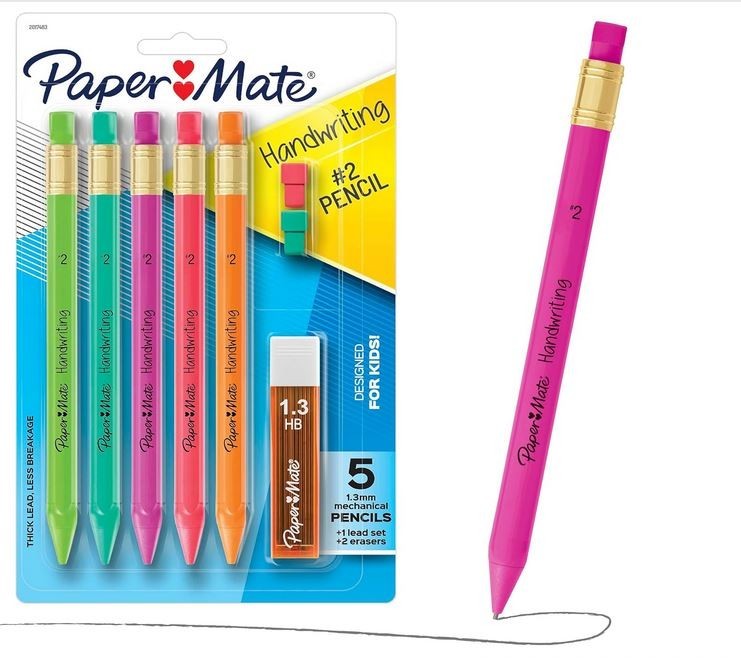 Paper Mate Handwriting Triangular Mechanical Pencil Set with Lead & Eraser 8 Cou