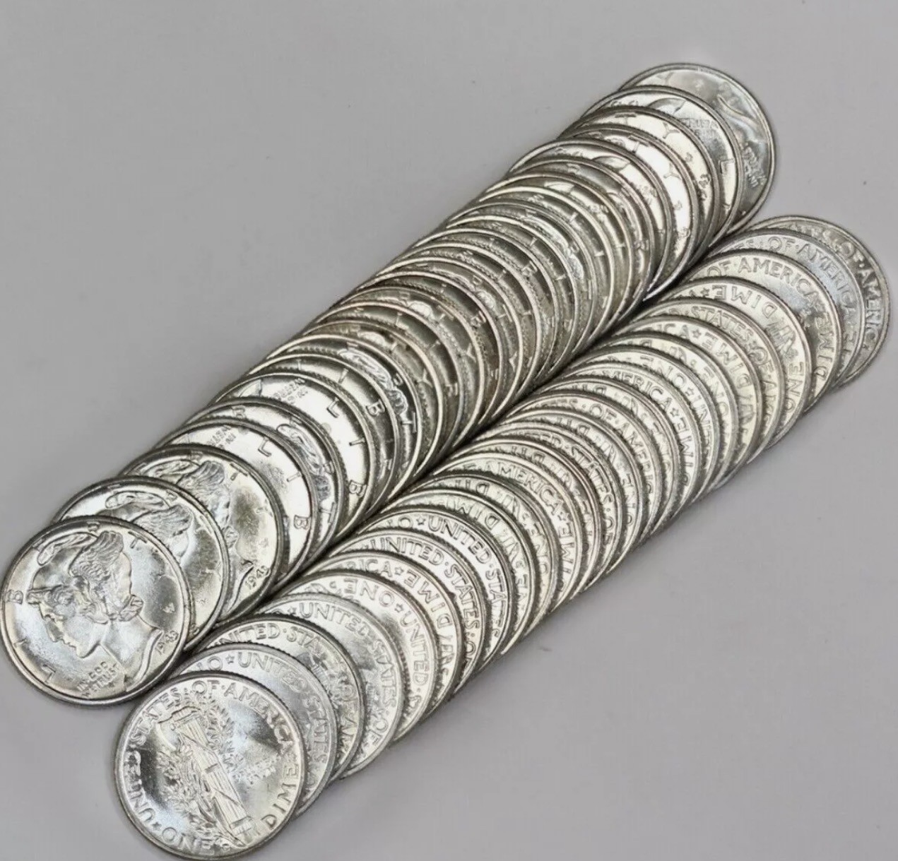 MERCURY DIME UNCIRCULATED GEM BU 90% SILVER FROM ORIGINAL COLLECTION PDS (1)