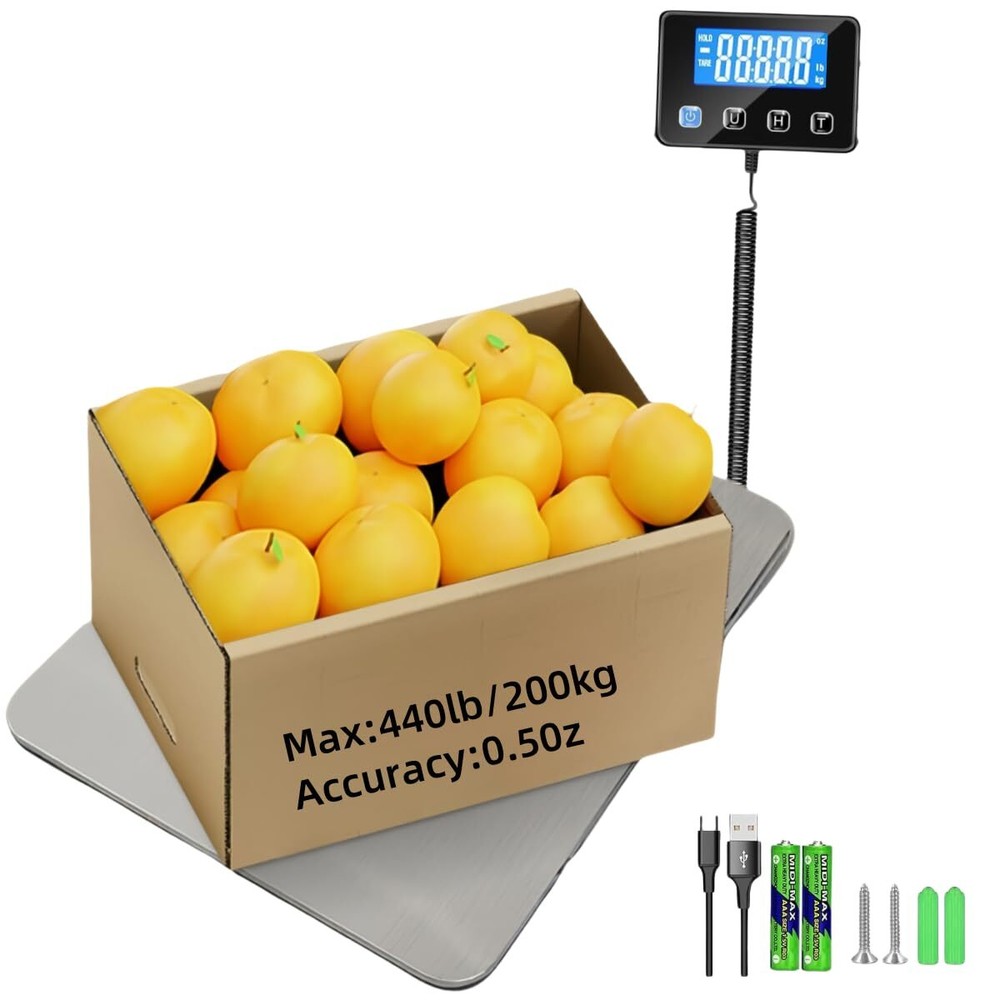 Shipping Scale, 440 LBS High-Precision Postage Scale, Hold/Tare Function