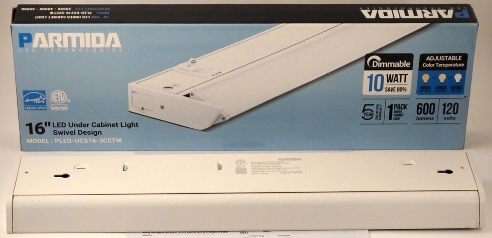 Parmida 16" Dimmable LED Under Cabinet Light With Adjustable Lens Angle, NEW