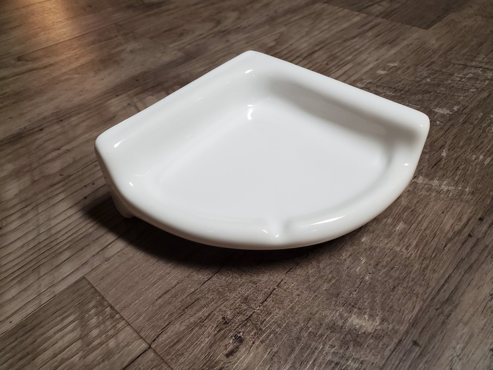 Ceramic Glossy White 5.5" Reversible Corner Shower Shelf