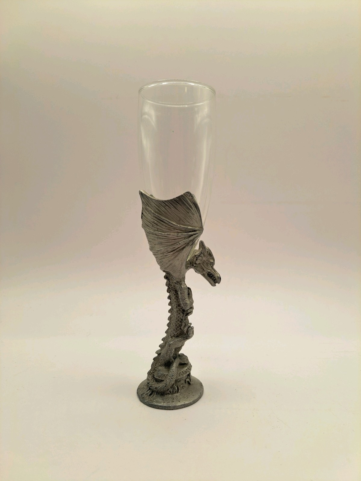 Pewter Dragon Champagne Glass Handcrafted 8"