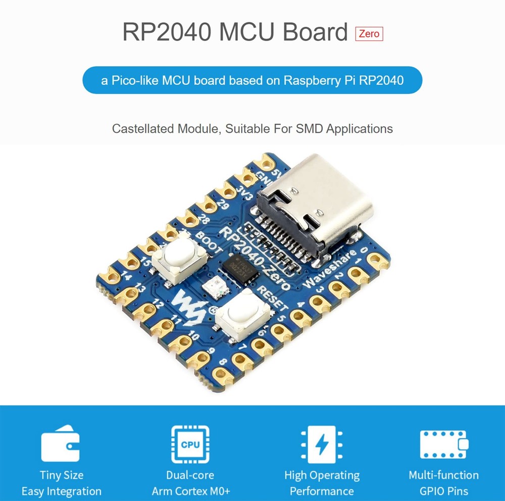 waveshare RP2040-Zero Pico-Like MCU Development Board Based on Raspberry Pi...