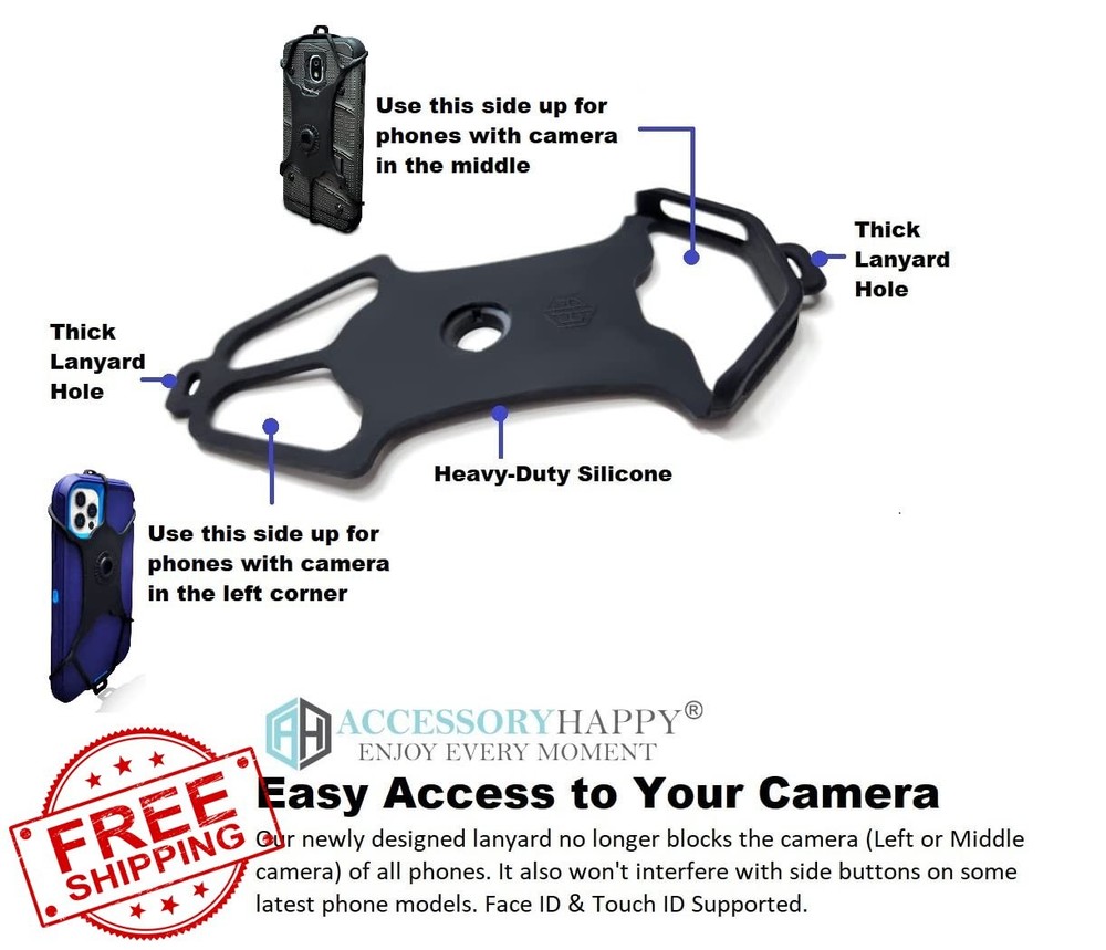 Universal Phone Lanyard Strap, Neck Tether Quick Release Black