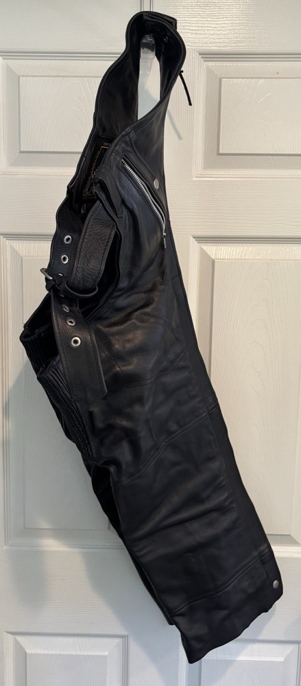 Renegade Classic Leather Motorcycle Chaps-Medium