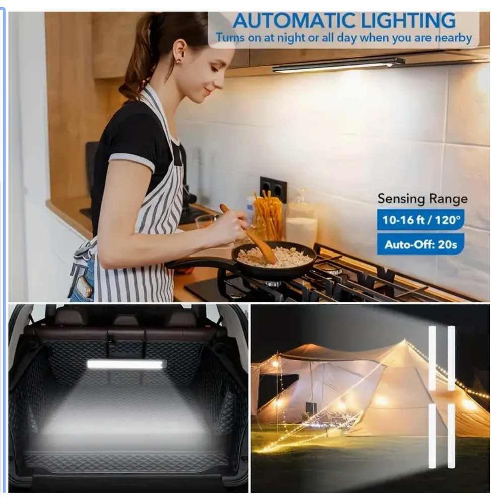 6 PACK - LED MOTION LIGHT WIRELESS 11.8 INCH LITHIUM ION MAGNETIC QUICK MOUNT
