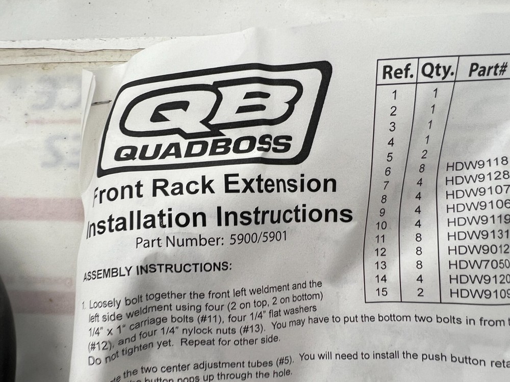 Quad Boss Adjustable Front Rack Extension 574330