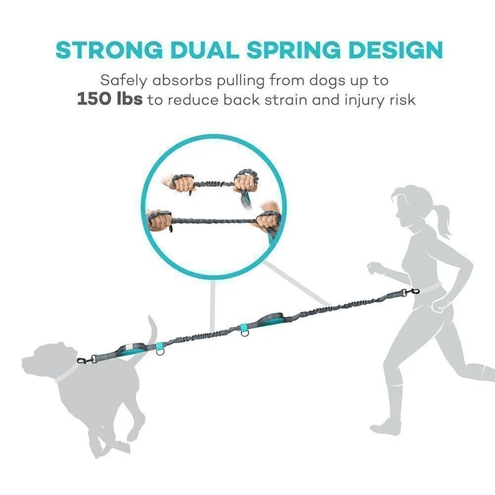 Dog Leash Belt Hands Free Running Jogging Walking Waist Pouch with Bungee Leash