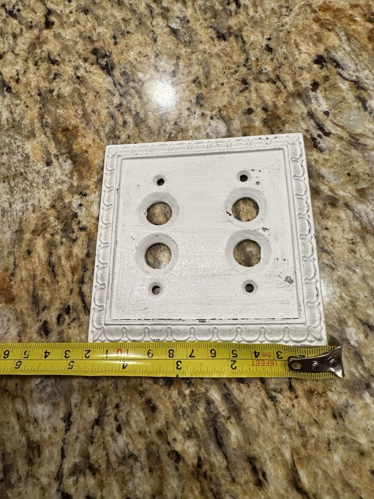Vintage Metal Double Push Button Switch Plate
