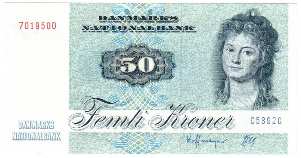 Denmark 50 Kroner 1989 EF "Hoffmeyer/Herly"