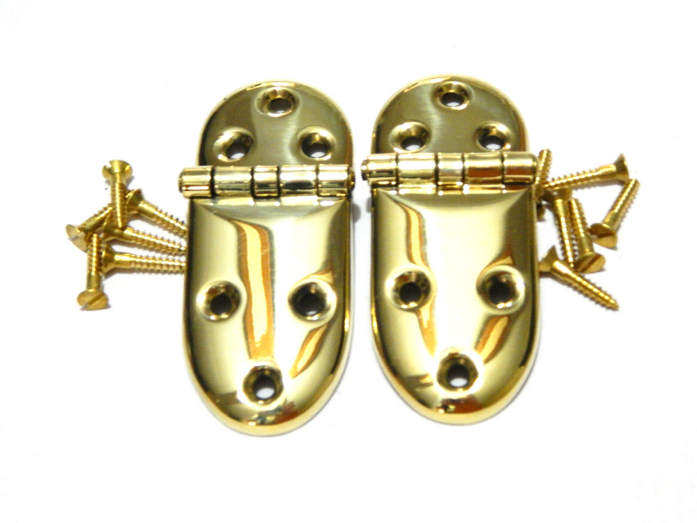 Vintage Ice Box Hardware Hinge Brass Heavy Brass Pair