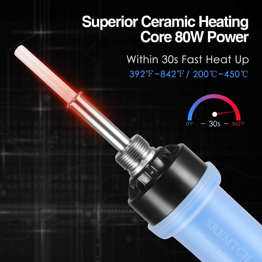 SREMTCH 80W Digital Soldering Iron Kit LCD Adjustable Temperature Welding Tool
