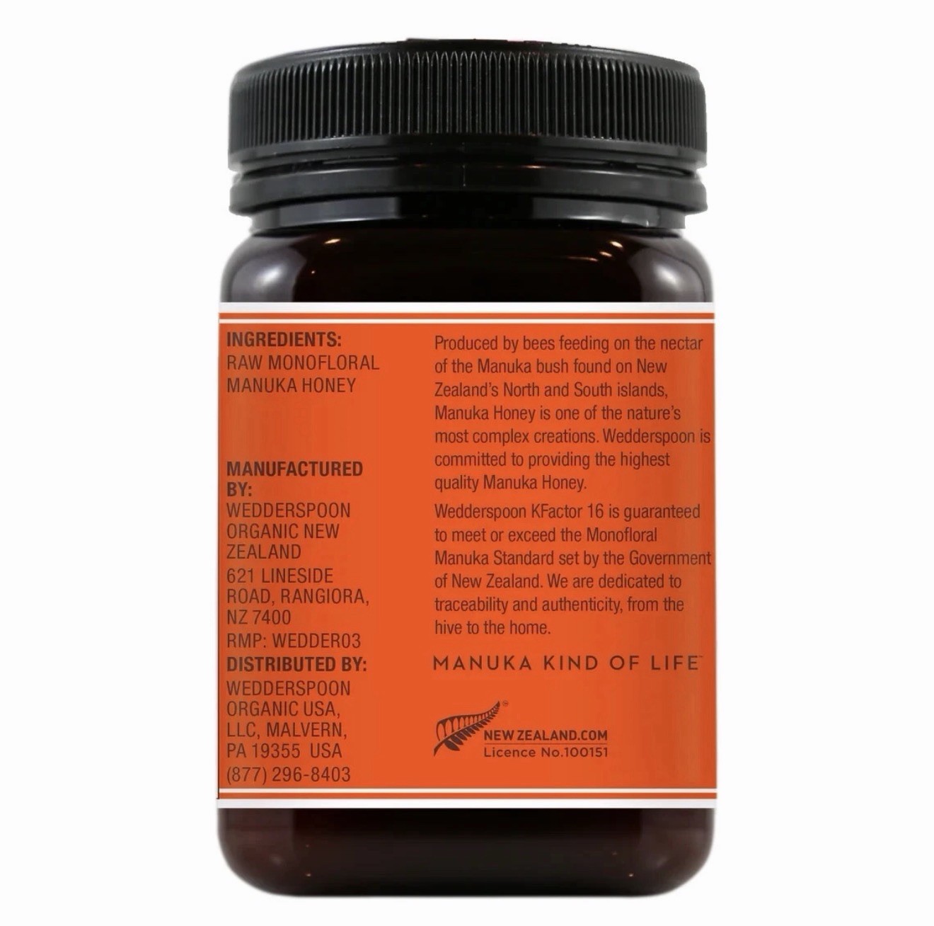 Wedderspoon, Raw Monofloral Manuka Honey, KFactor 16, 8.8 oz (250g) BB MAR 2028+